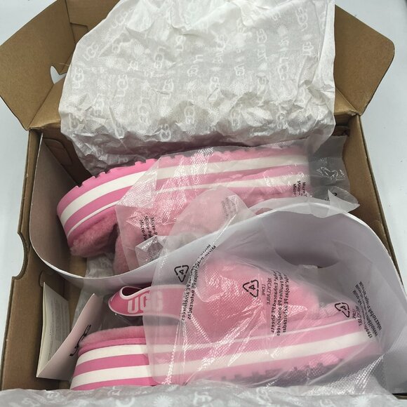 NWT UGG Disco Stripe Slide Slipper Pink Rose Women's US sizes 8 Brand NEW!!! - Picture 2 of 8